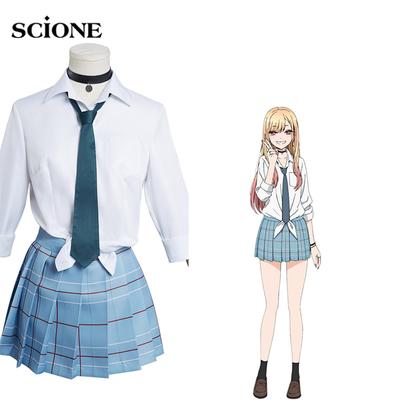 4pcs Sets Anime My Dress-Up Darling Marin Kitagawa Cosplay Costume School Uniform Skirt Outfits Halloween Carnival Suit