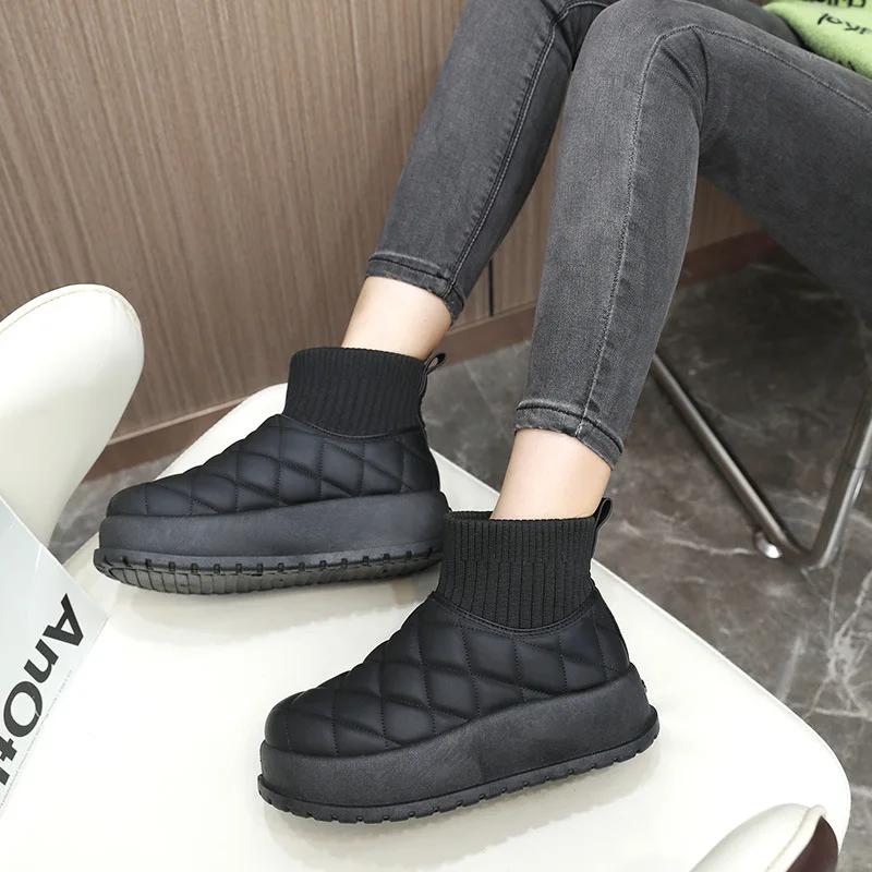 Мода 2024Женские ботинки Модные кожаные повседневные ботинки Плюшевые теплые зимние — фото 5
