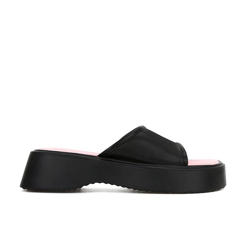 Spot second hair! Grape mother with the same shoes fashionable and simple round head thick sole wide surface casual one pedal slippers women's summer