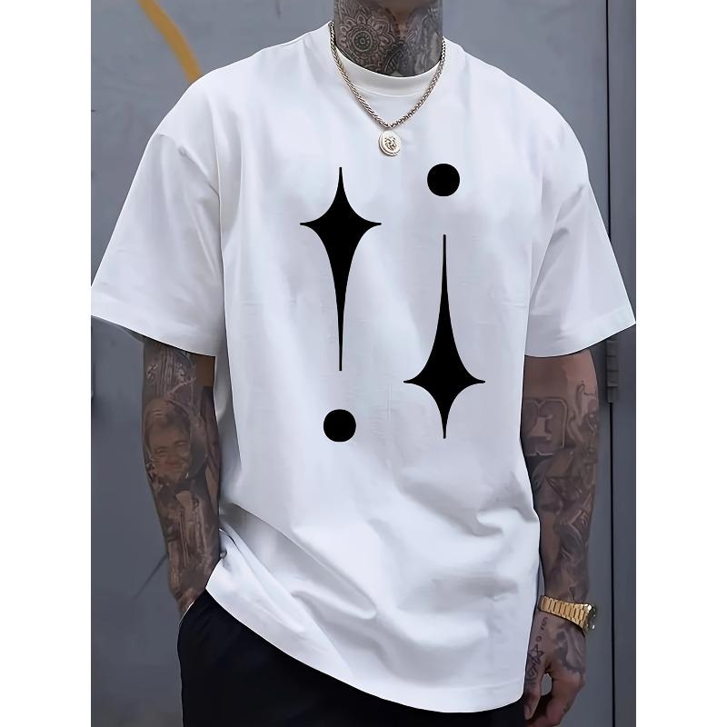 Men'S Soft Business Casual T-Shirt with Minimalist Black And White Print - Loose Fit Round Neck Short Sleeve for Office And Formal Events