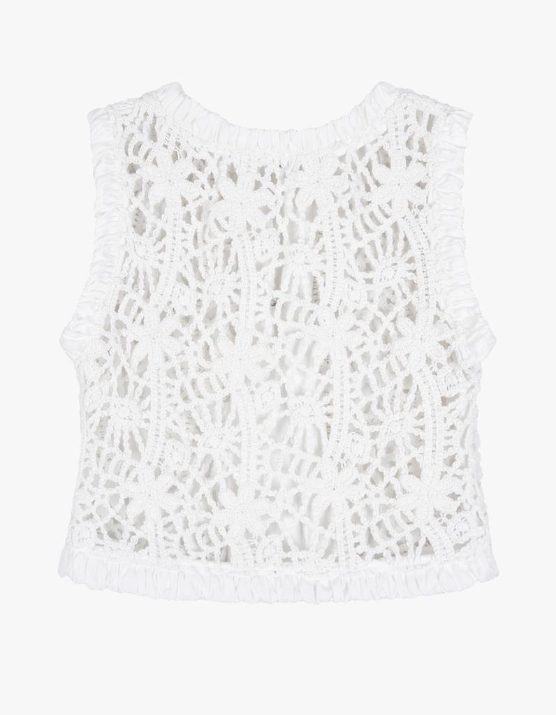Gimmideoyeong G_Shirring-Trim Knit Vest / White
