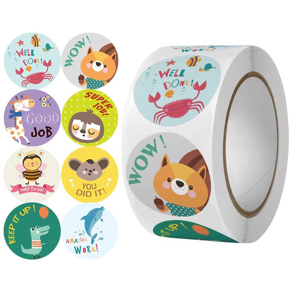 100-500Pcs High-Standard Cartoon High-Standard Cat High-Standard Stickers Superior-Grade Round High-Standard Adhesive Premium-Quality Labels For