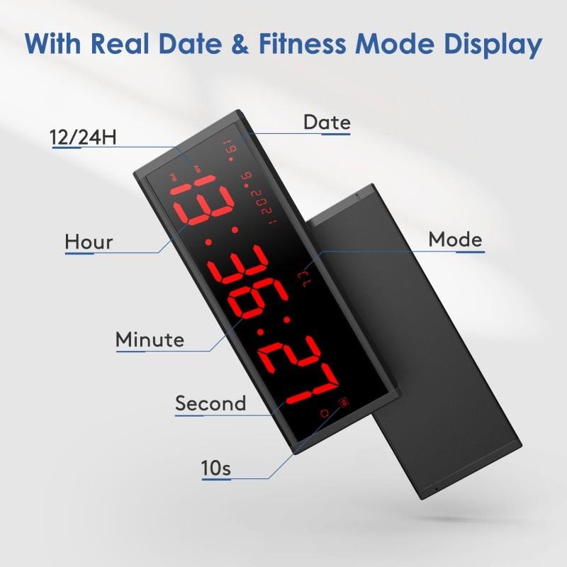 3 Inch Wireless Remote Control Gym Timer Big LED Interval Workout Clock Time Date Count Down Up Training Stopwatch