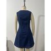 Neues ärmelloses gewaschenes Denim-Kleid für Damen, schmal geschnittenes Hemdblusenkleid mit Taschen, lässiges Freizeitkleid im europäischen amerikanischen Stil