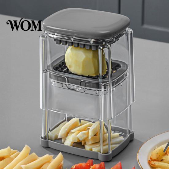 Einfacher Gemüseschneider Pommes Frites Schneider, mit sichtbarer Box großer Kapazität, Edelstahlklingen Handheld Schneider Schnelles Schneidwerkzeug, für die Küche