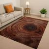 Retro Wood Grain Tree Growth Ring Brown Gray Living Room Non-Slip Area Rug Carpet for Bedroom Playroom Sofa Home Decor Doormat