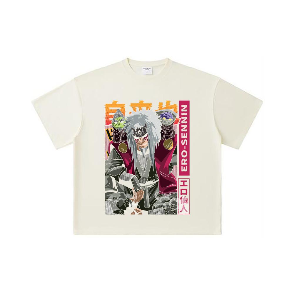 

260 GSM Double Yarn 32 Count 100% Cotton Naruto V9 Jiraiya Print Unisex Heavy Cotton T Shirt S абрикосовый