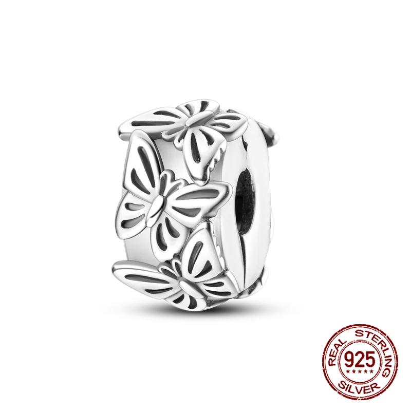 Inlaid Zircon Charm Beads Copper Color Love Heart Snake Dangle Fit Original Bracelet Charms Pendant Jewelry