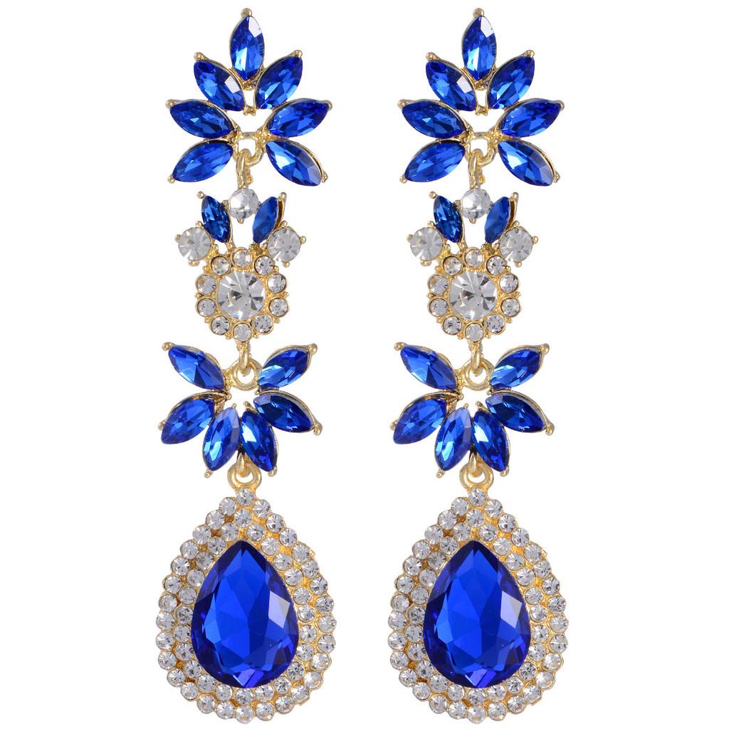 Geometric Water Drop Earrings For Women With Crystal Silver Needle For Wedding Fashion