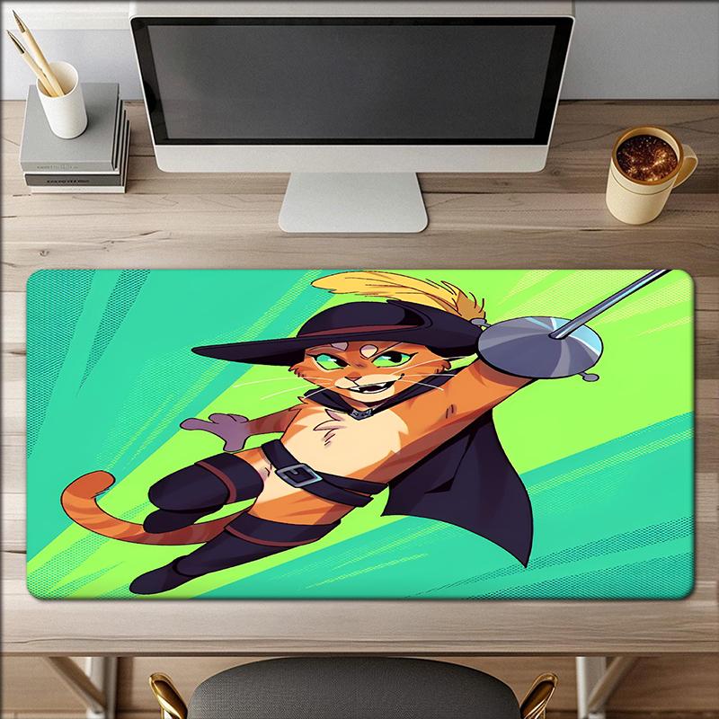 Puss In Boots Theme Mouse Pad, Non Slip Rubber Base, Multifunctional Office & Home Decor, Perfect for Workspace Personalization.