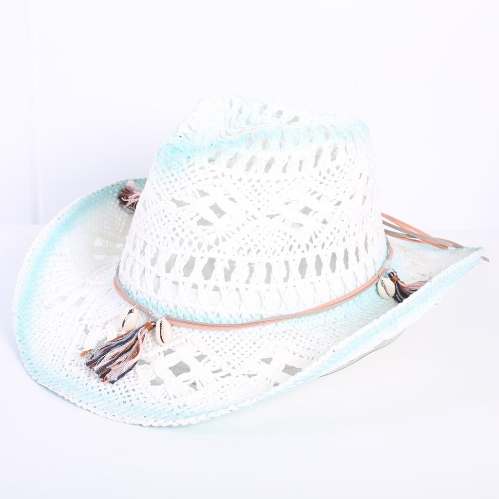 Popular sombrero de vaquero occidental hueco clásico europeo y americano, moda para hombre y mujer, sombrero de paja transpirable para vacaciones, protección solar