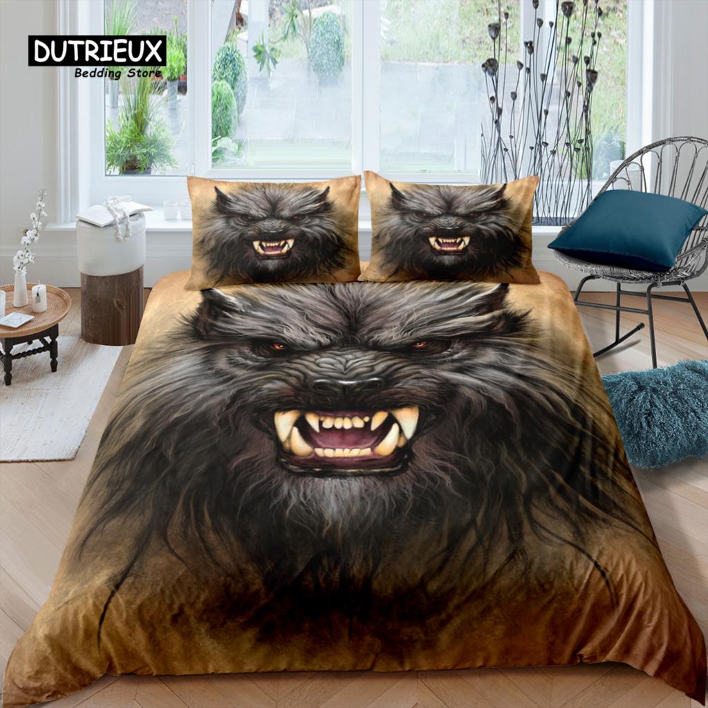 Home Living Luxury 3D Wolf Bedding Set Animal Duvet Cover Pillowcase Queen and King EU/US/AU/UK Size Comforter Bedding