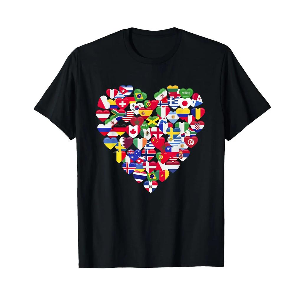 Nations I Holiday Flags Of The World T Shirt Vintage Versatile Breathable Stylish Unisex Slightly Homme Stretched