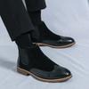 Men’s High Chelsea Boots Dress Formal Retro Brown Ankle Boots Tuxedo Wedding Black Shoes Plus Size