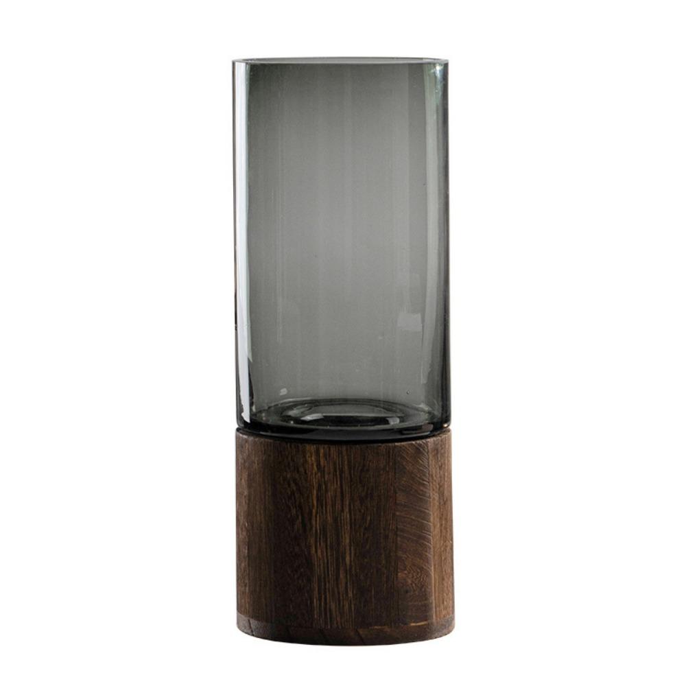 Minimalist Wooden Glass Vase for Hydroponic Plants Nordic Style Glass Vase Tabletop Floral Arrangement Home Decoration