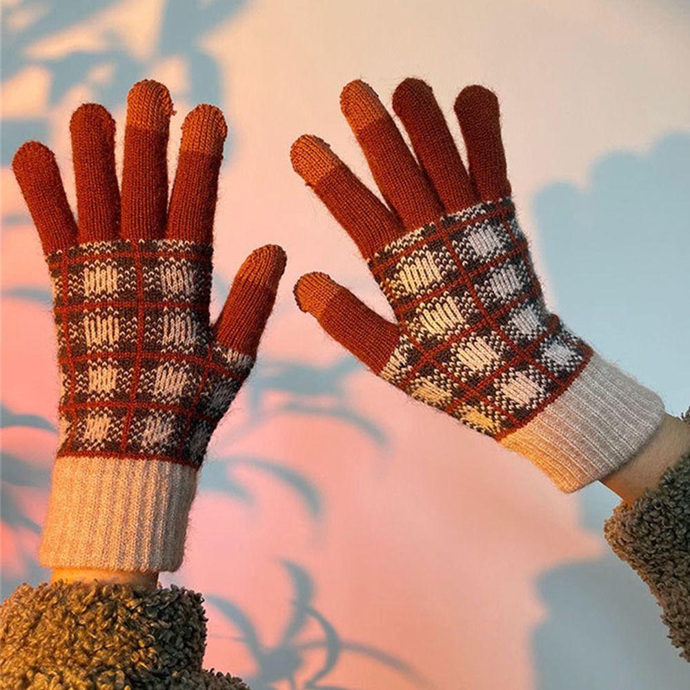 Knitting Warm Gloves Elastic All Finger Gloves Fashion Knitted Mittens  for Outdoor Cycling Driving