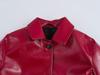 2025 Spring Women's Red Glossy Leather Lapel Jacket – European & American Style