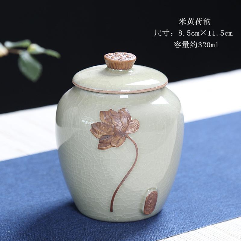 Kreatives Keramik Lotuswellen Keramik Teegefäß Feuchtigkeitsdichte Versiegelte Aufbewahrungsflasche Haushalt Großes Fassungsvermögen Süßigkeiten Aufbewahrungsglas Zuhause