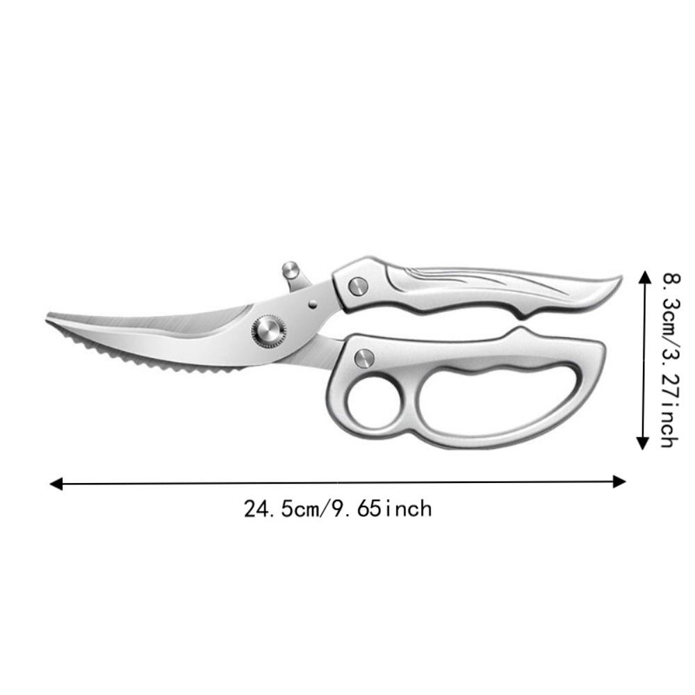 Multi-functional Stainless Steel Chicken Bone Shear Rust-proof Automatic Rebound BBQ Scissor Sharp Hard Kitchen Scissor Fish5