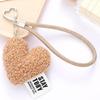Sweet Plush Love Heart Pendant Wristlet Keychain Bag Charm Keyring Pendant Lanyard for Backpack Coin Purse Decoration
