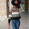 Vintage Fashion Elegant Casual Women's Jacquard Leopard Print Long-sleeved Sweater Women's Fall