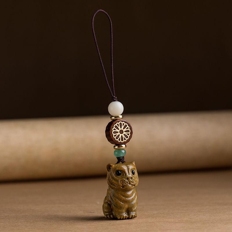 Sandalwood Zodiac Tiger Keychain & Phone Lanyard Pendant