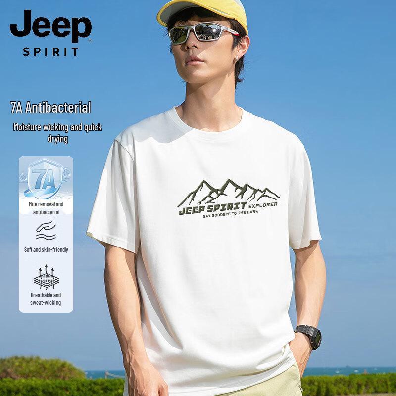 JEEP SPIRIT Men s 7A Antibacterial Loose Fit Graphic T-Shirt 2XL