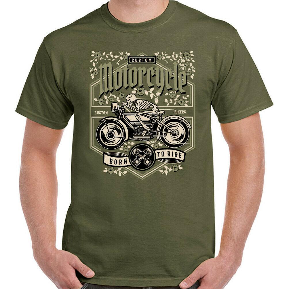 Custom Motorcycle T-Shirt Motorbike Mens Cafe Racer Skeleton Skull Biker S разноцветный