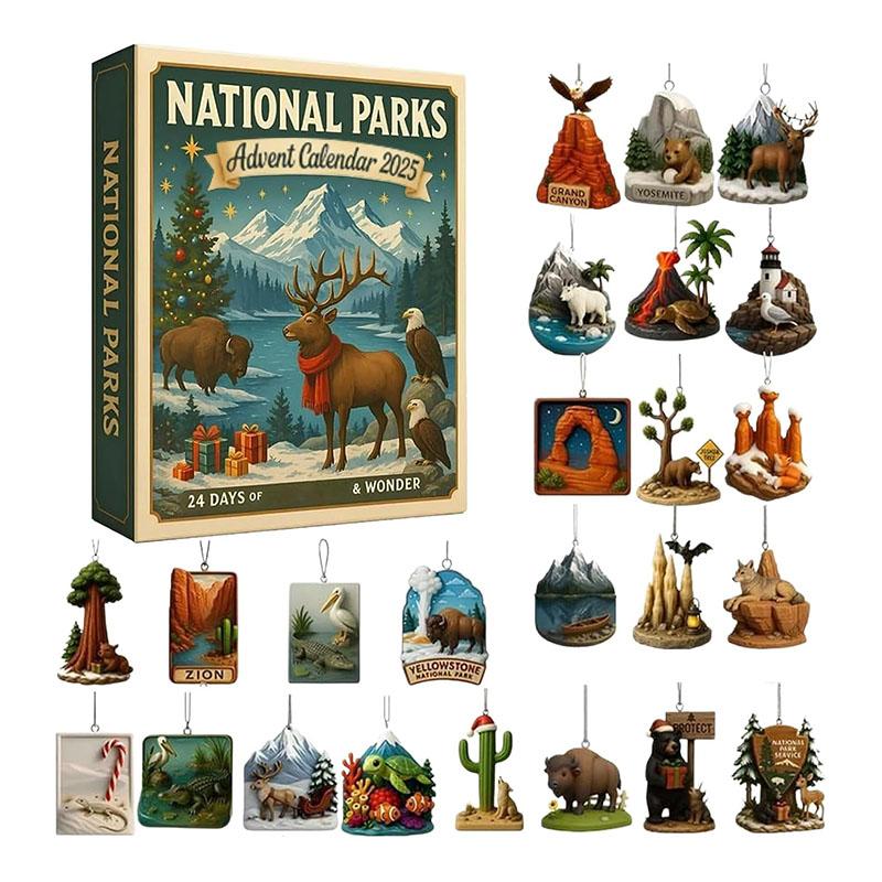 National Parks Advent Calendar2025 24 Days National Park Advent Calendar 2d Acrylic Park Landscape Decoration Christmas Arrival