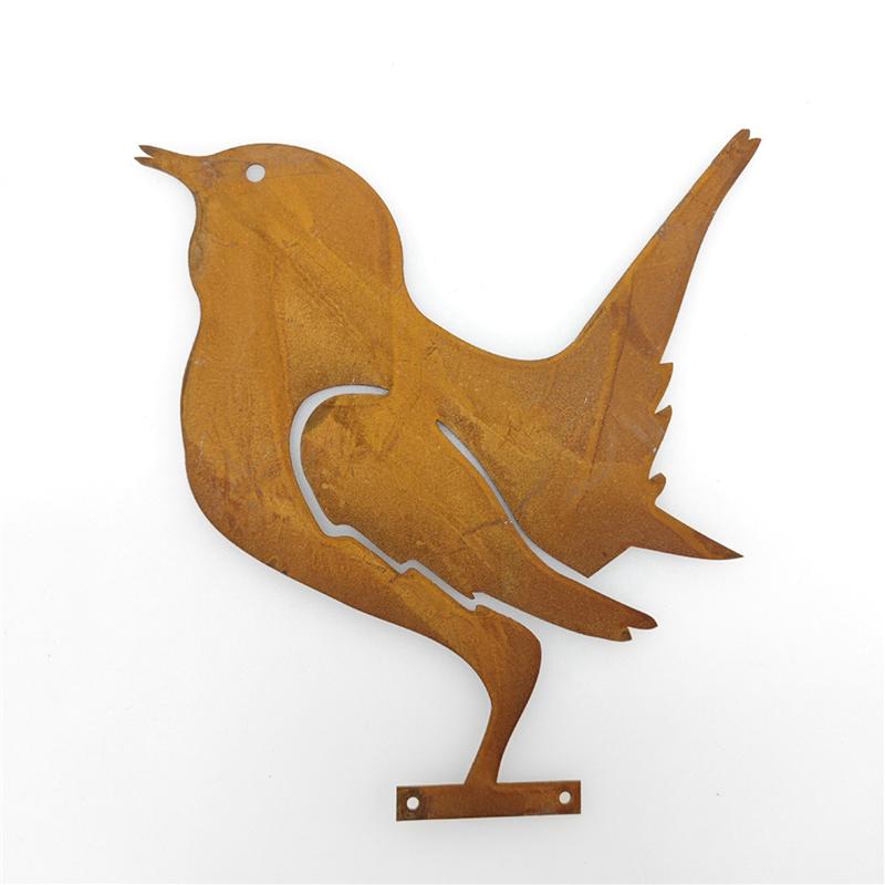 8X Rusty Metal Bird Wrought Iron Bird Waterproof Metal Bird Statue Outdoor Park Art Gardening Decorations