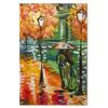 Canvas Print, Rainy Autumn On a Road with Lanterns