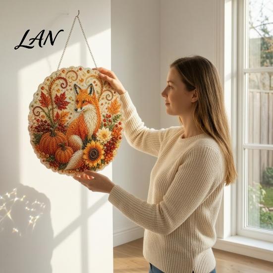 Garden Hanging Ornaments Autumn Diamond Painting Pendant, Acrylic Ornament, Decorative Art Craft for Outdoor Porch Decor Harvest Festival, Fall Theme