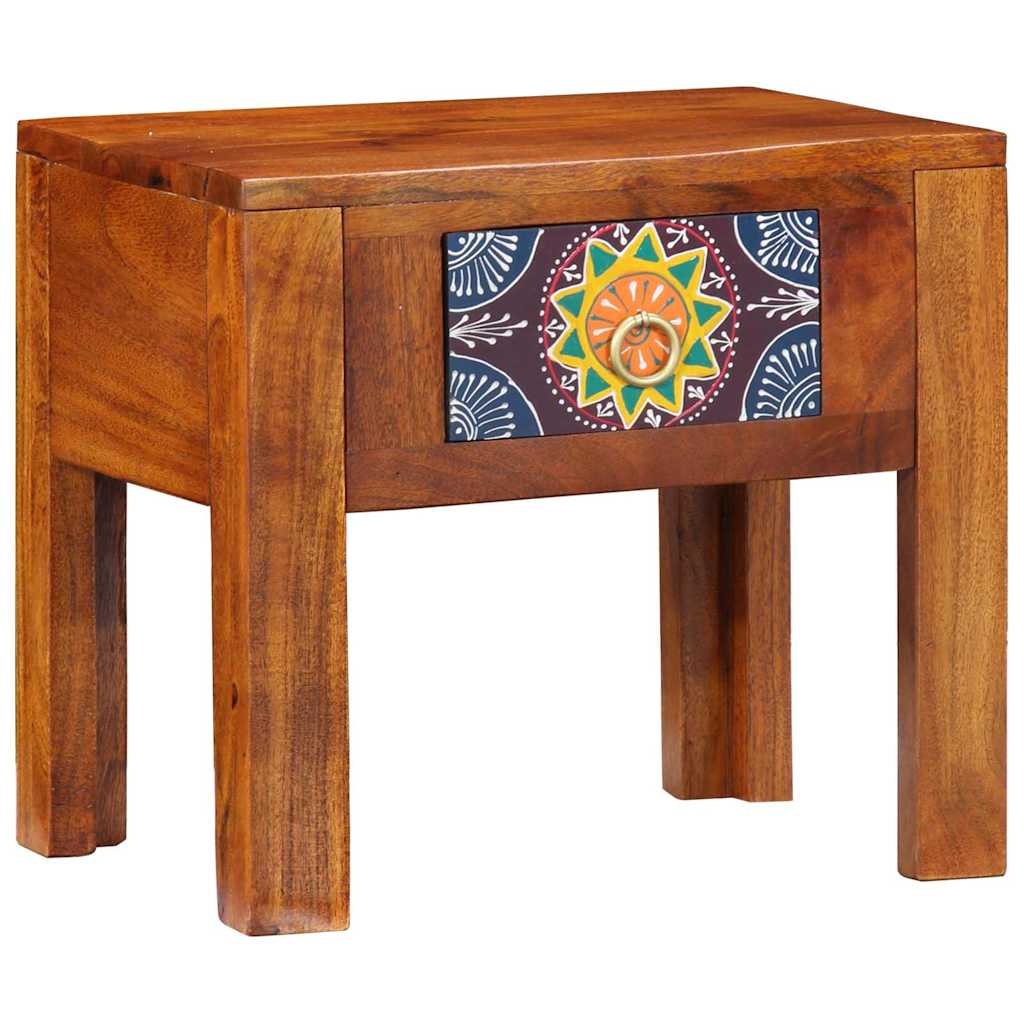 Side Table with Drawer and Storage Brown 40 X 30 X 36 Cm