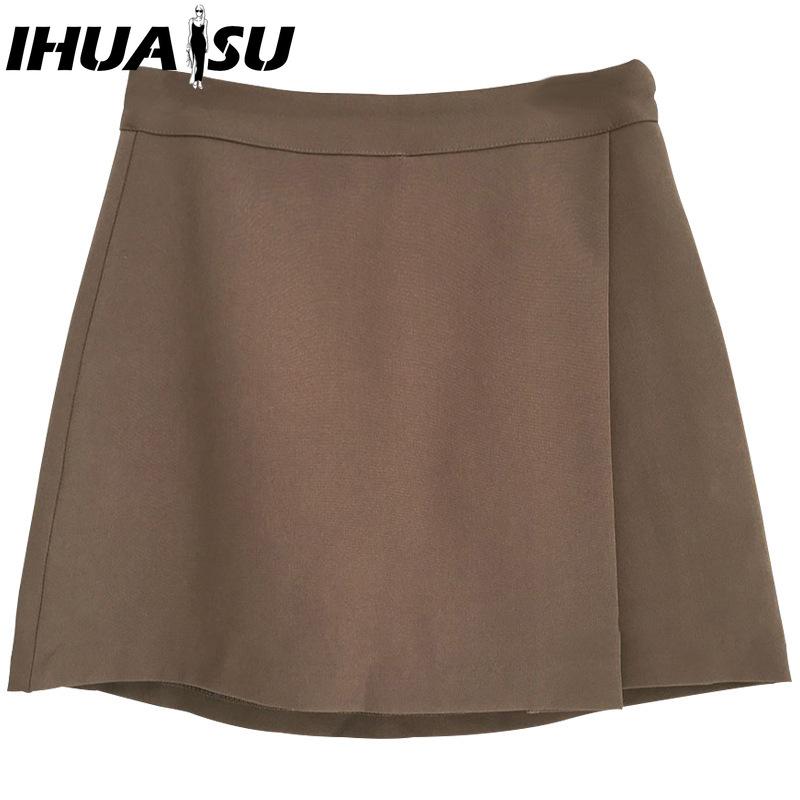 IHUASU Women's Fashion Casual Solid Color Print Summer Spring Skirt
