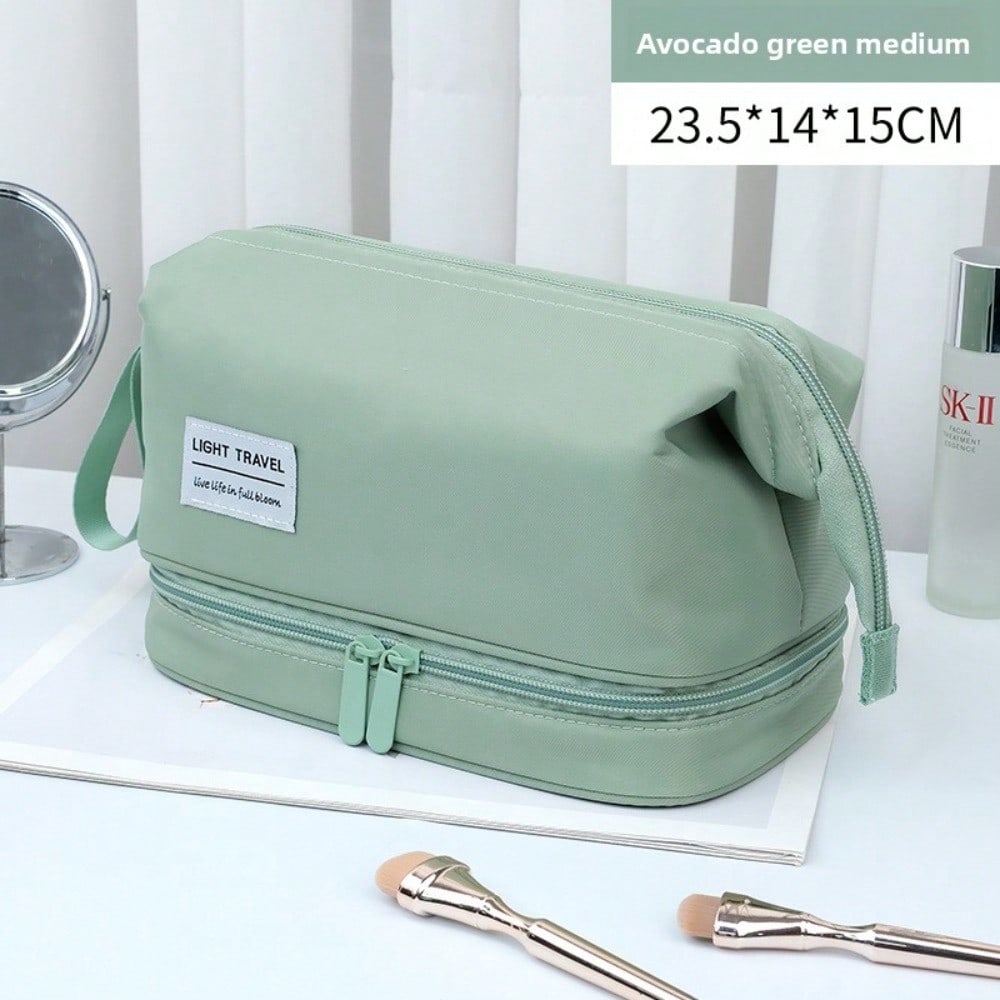 Large Capacity Double Layer Cosmetic Bag Travel Portable Wet and Dry Separation Storage Bag Swimming Toilet Bag