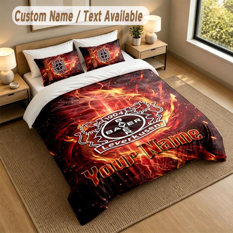 Bettwäsche-Set 1 Bettbezug 2 Kissenbezüge Bayer Leverkusen Fußball-Print Weiche Bettwäsche Schlafzimmer-Dekoration