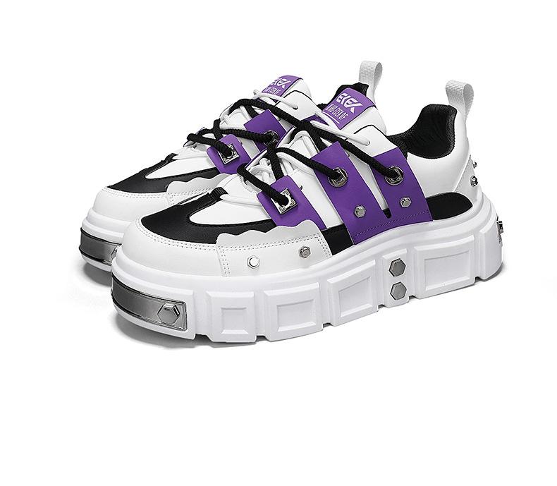 Daddy Shoes Inss2025 Autumn New Tooling Shoes Men's Thick-soled Low-top Casual Shoes Korean Version of Rivet Men's Shoes