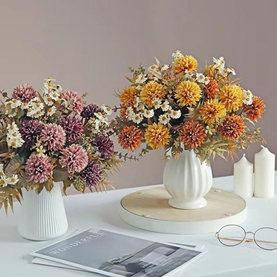 1Pc Silk Chrysanthemum Artificial Flowers Diy Wedding Home Christmas Room Decor Bridal Bouquets Table High Quality Vases Fillers