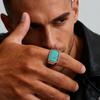 Trendy Men's Square Natural Stone Ring,Stainless Steel Turquoise Tiger Eye Stone Ring,Silver Color Thumb Ring Signet Ring Gift