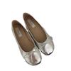 Silver single shoes ballet shoes bow round head women's flats ladyshoes