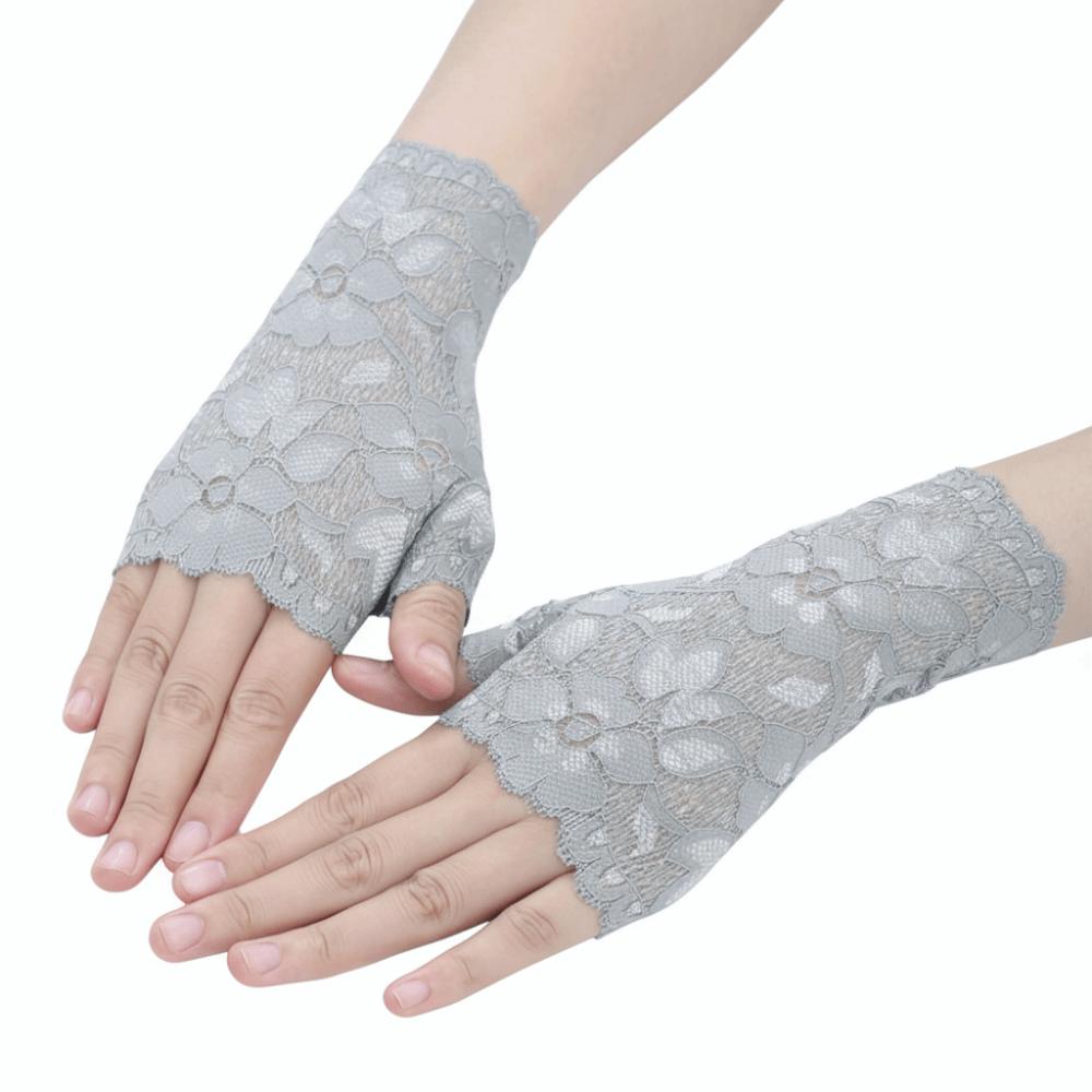 1 Pair Elastic Lace Gloves Flower Pattern Bridal Gloves Vintage Mesh Gloves for Women
