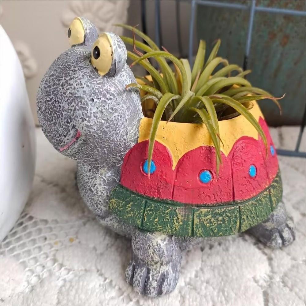 Tortoise Succulent Planter Desktop Ornaments Plant Holder Christmas Flower Pot Tabletop Decor