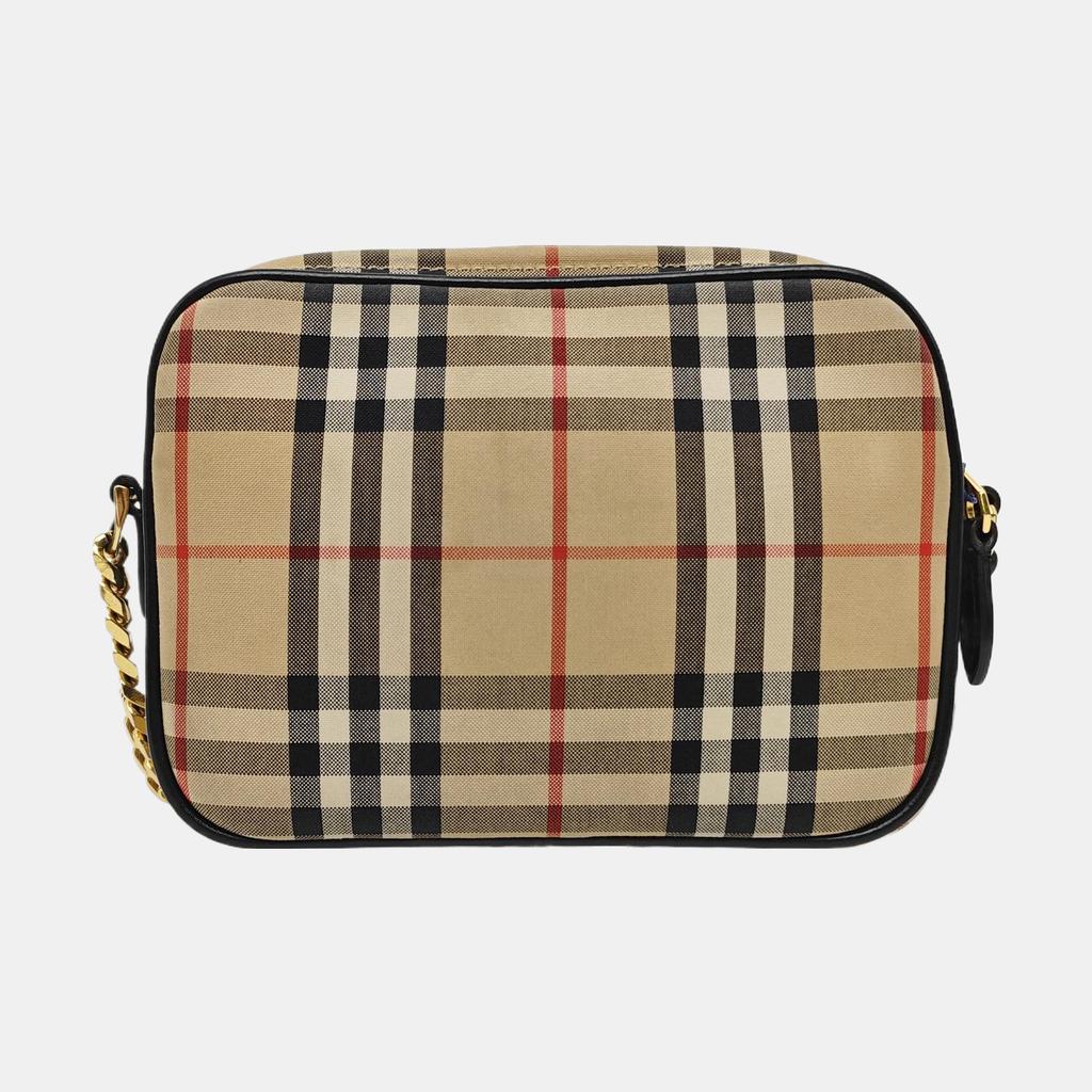 [Pre-Owned] Check Adjustable Shoulder Strap Zipper Cotton Blend Calfskin Camera Bag - Good #FPF9XY