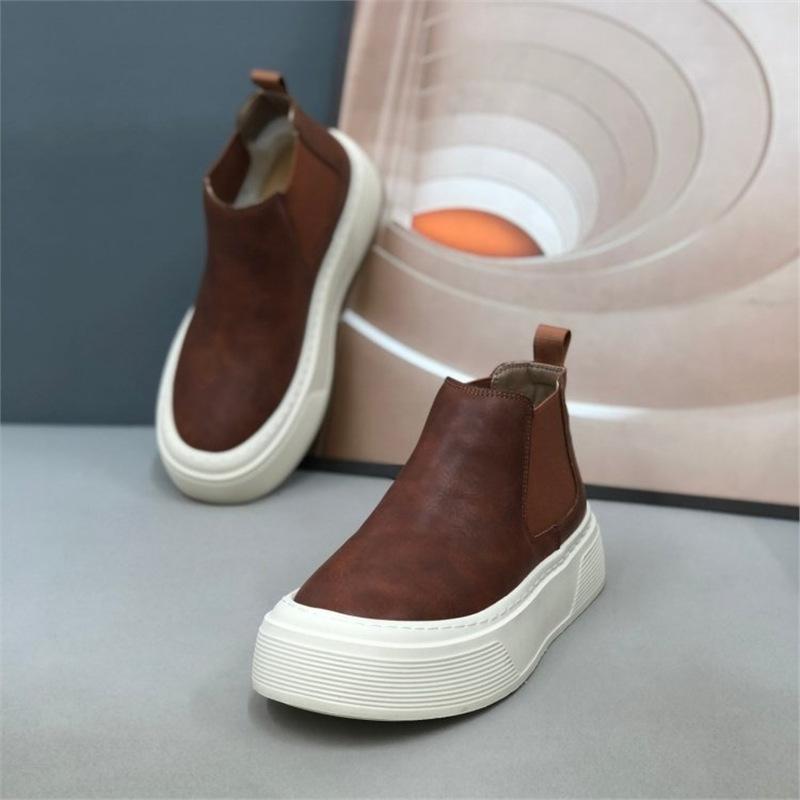 New high-top casual shoes thick baseplate shoes comfortable breathable shoes 38 коричневый