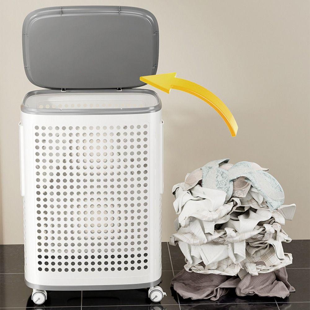 Wäschekorb in großer Größe, leise Räder, Wäschebehälter, Korb für Schmutzwäsche, Wohnen in einer Wohnung