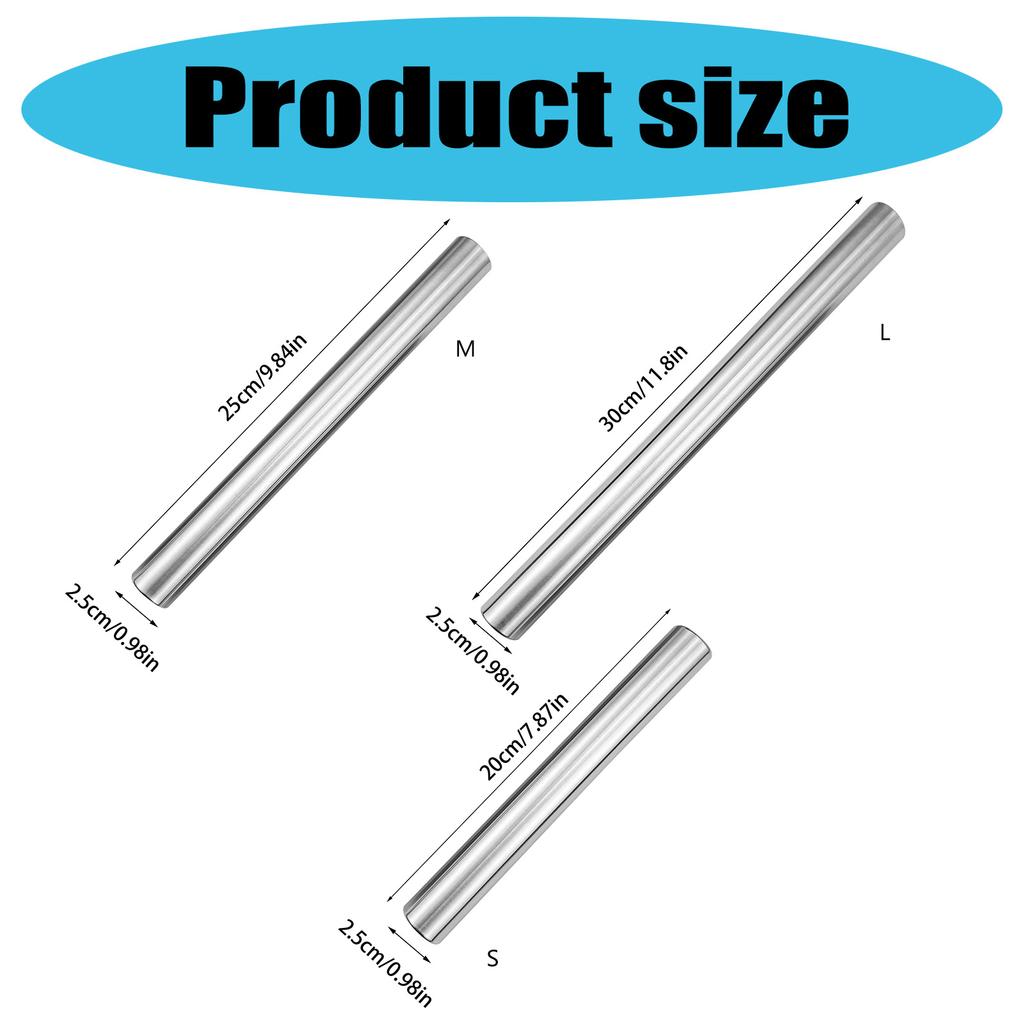 3Pieces 430Stainless Steel Hollow Pastry Rollers Corrosion Resistant Texture Perfect for Home and Professional Kitchens
