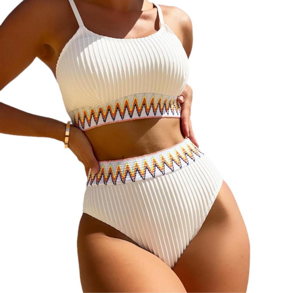 European and American Style Sexy High-Waist Tummy Control Halter Bikini for Women