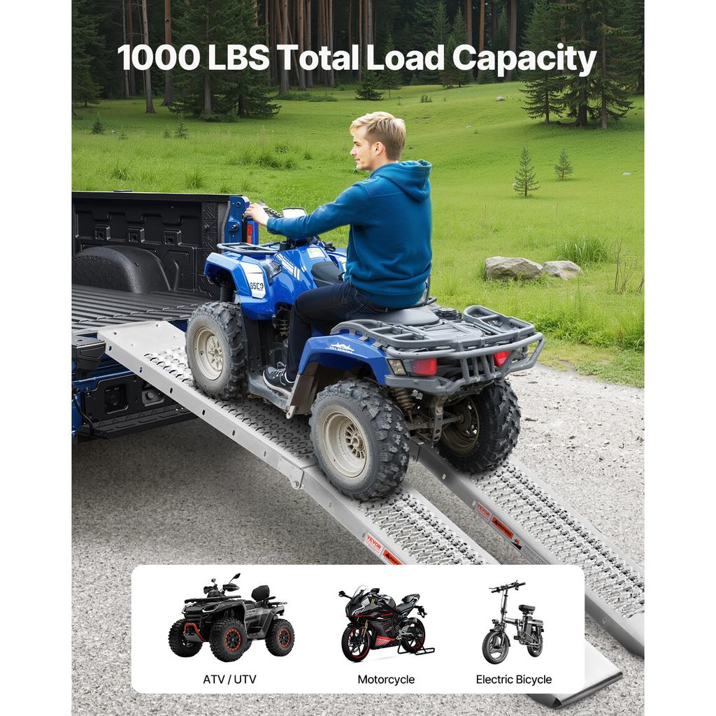 SucceBuy 1000lbs Steel Ramps 2Pcs Ramps with Wider Ramp Surface Universal Stable Loading Ramp with Handles Fit for ATV UTV Motor