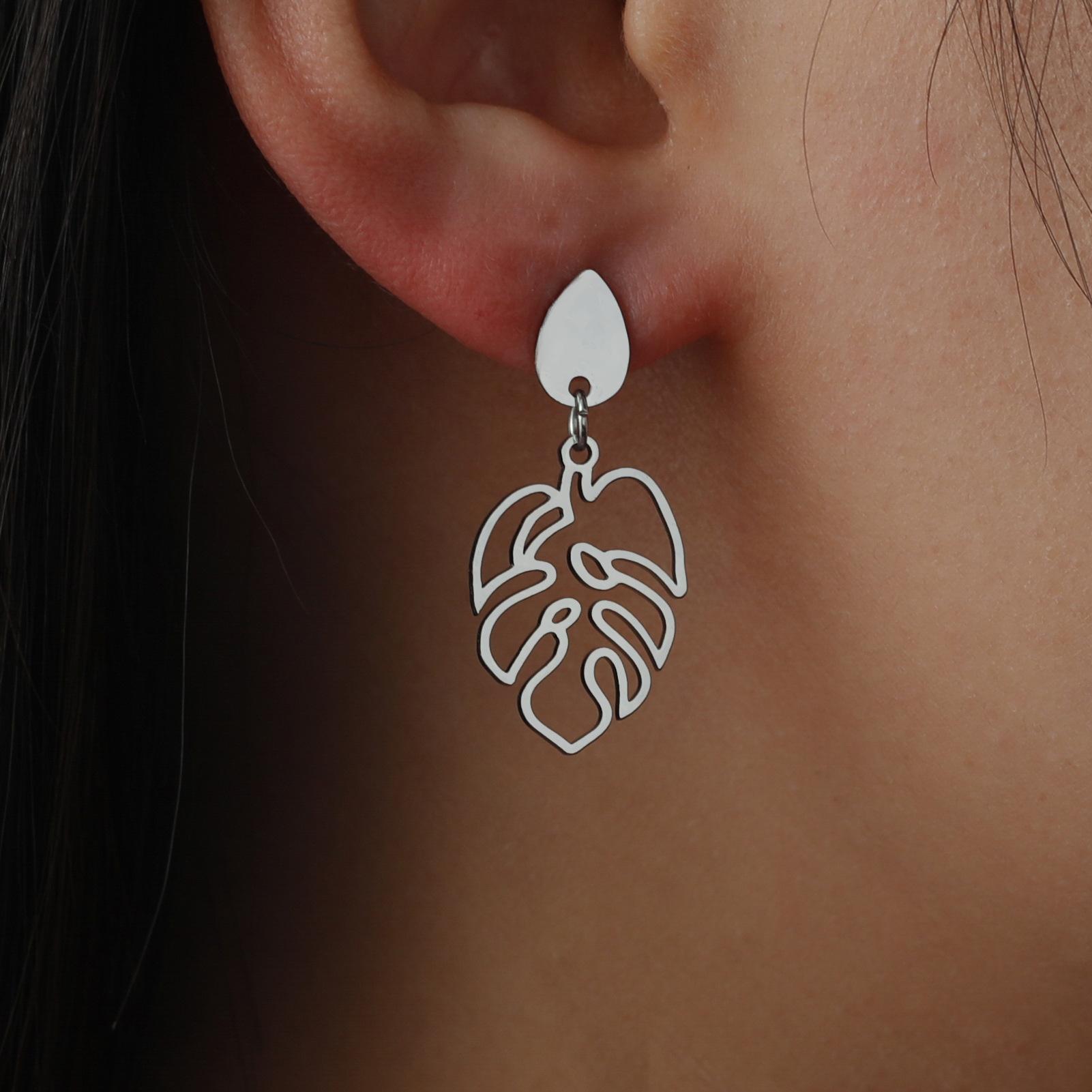 

Серьги из нержавеющей стали, классические винтажные серьги с каплями воды и листьями растений, модные серьги-подвески для женщин, ювелирные изделия, подарки для девочек белый