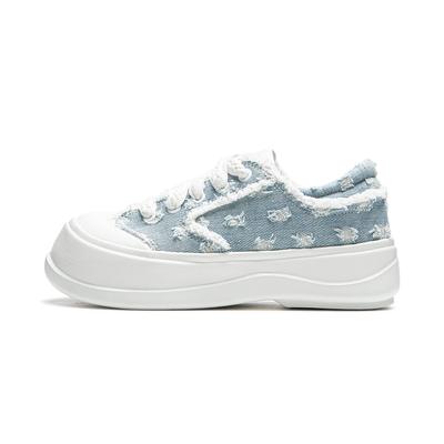 Li Ning Honey Platform Comfortable Versatile Thick Sole Height Increasing Non-Slip Wear-Resistant Low-Top Casual Shoes Women Sneaker Blue AGCU186-6